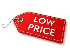 Image of a sign that says low price on it