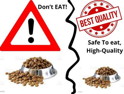 Low-quality dog food and high-quality dog food