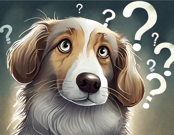 An-image-of-a-curious-dog-with-question-marks-around-it