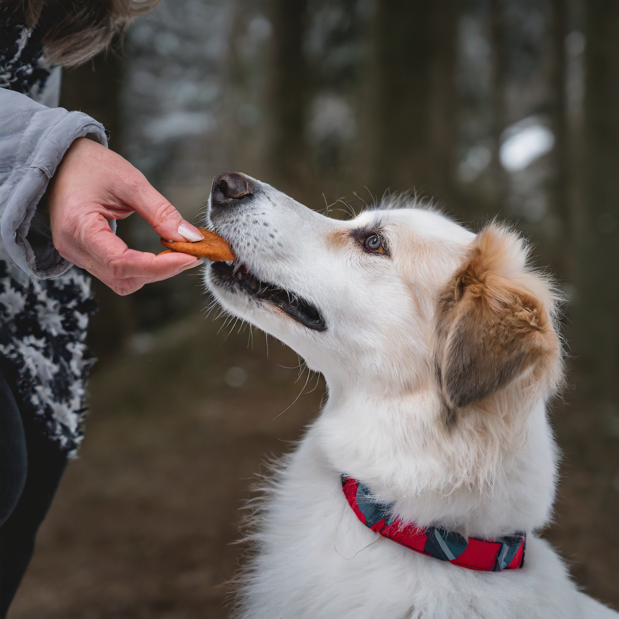 Heart-warming picture of a dog getting feed by its owner