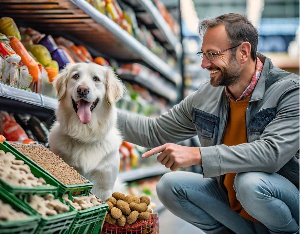 dog-and-his-owner-picking-dog-food